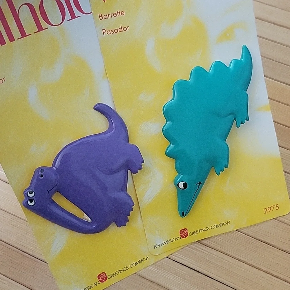 NWT Vintage Dinosaur Barrette Lot Wilhold Retro 80's 90's Rad Kawaii Hair Clips